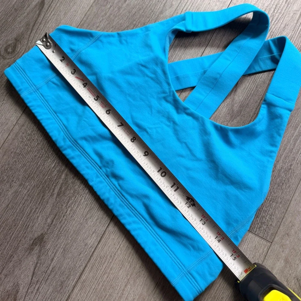 Lululemon Energy Style Sports Bra Size 12 Blue Cross Back Mesh Logo